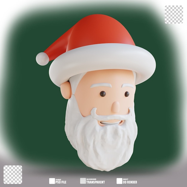 3d illustration cute santa claus head 2