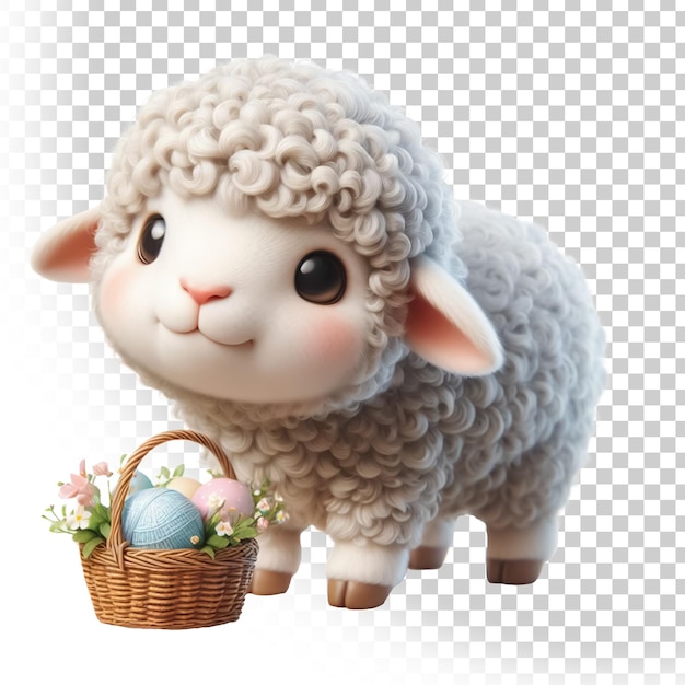 3d illustration of a cute sheep with brown wool isolated on transparent background