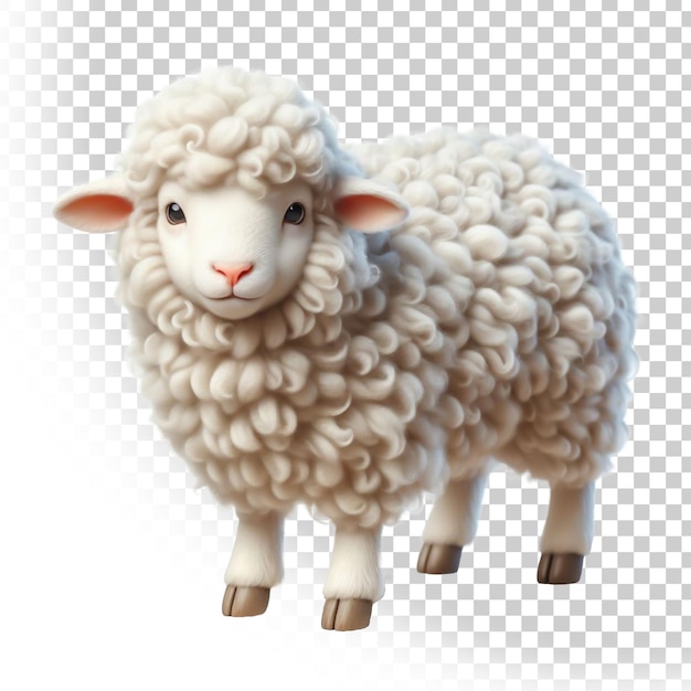 3d illustration of a cute sheep with brown wool isolated on transparent background