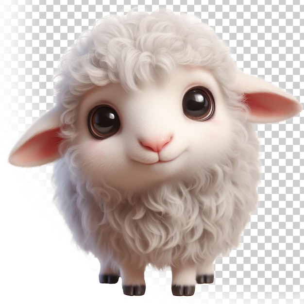 3d illustration of a cute sheep with brown wool isolated on transparent background