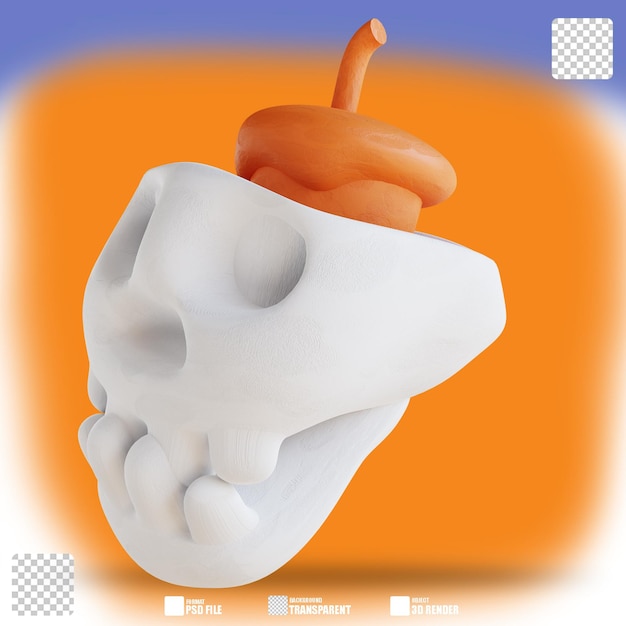 3d illustration cute skull and candle 2