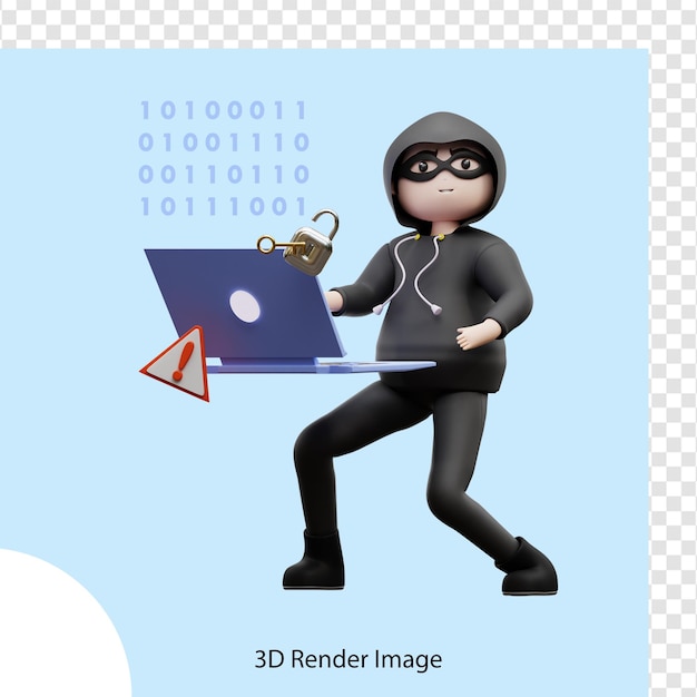 PSD 3d illustration cybercrime hacking websites