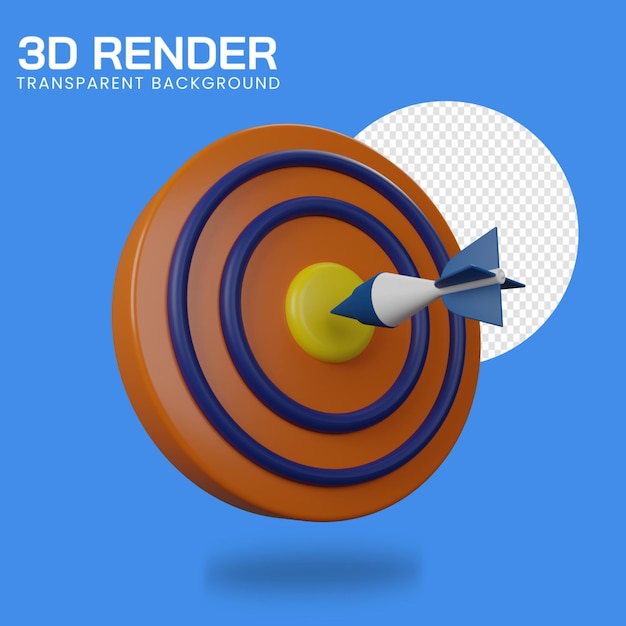 3D illustration of dart target icon