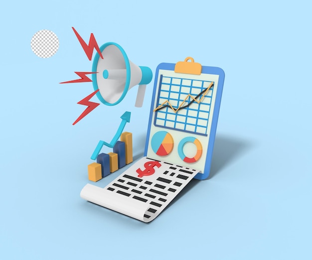 3d illustration of data marketing report