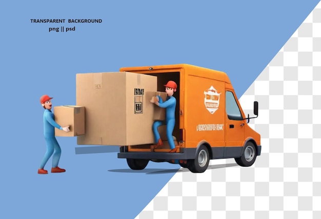 PSD 3d illustration of delivery man character handling box