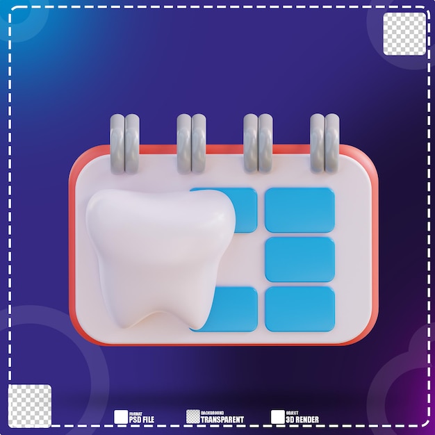 3d illustration of dental health control calendar 2