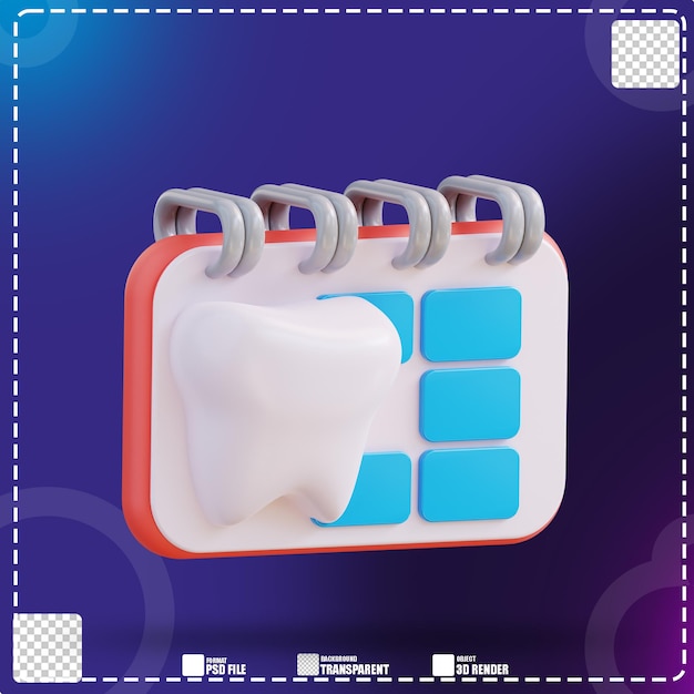 3d illustration of dental health control calendar 3