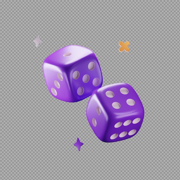 3D illustration of dice icon in transparent background