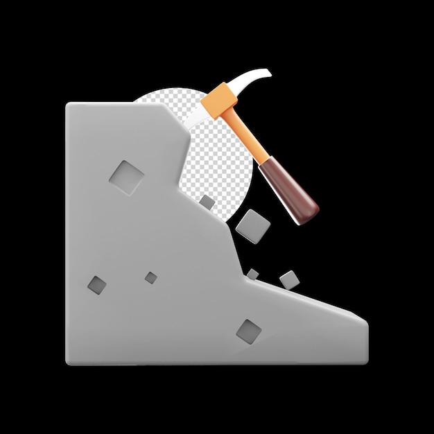 3D Illustration Of Digging Mountain With Pickaxe Over Black Background