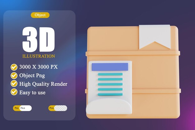 3D illustration document package box