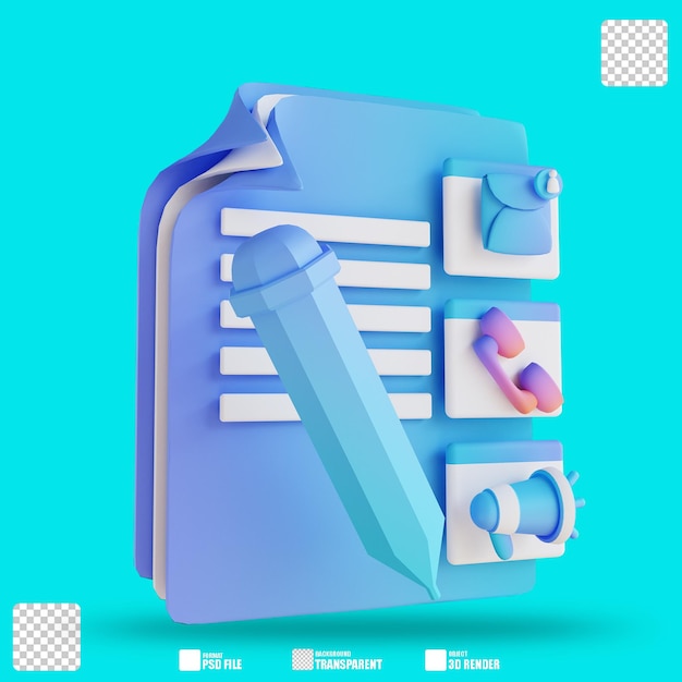 3D illustration documents messages calls and promotions 3