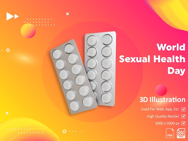 3d Illustration drug icon world sexual health day