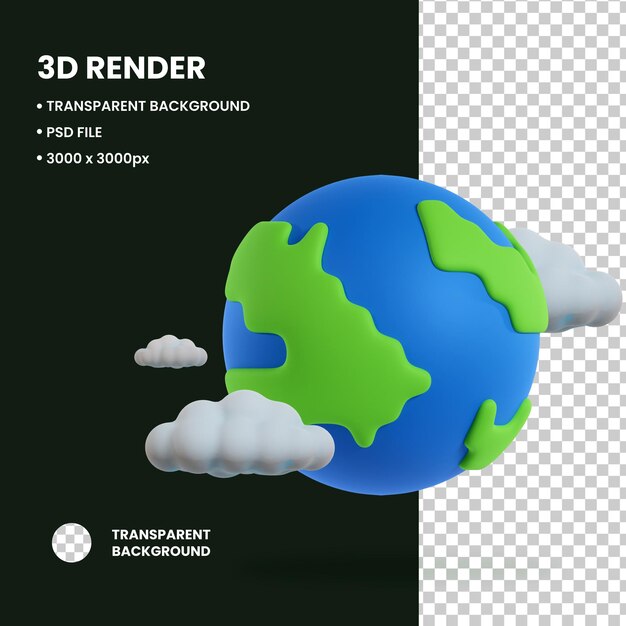 3D illustration Earth Cloud object