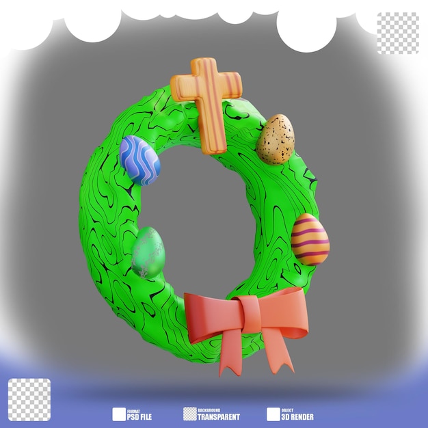 3d illustration of easter egg floral circle 2