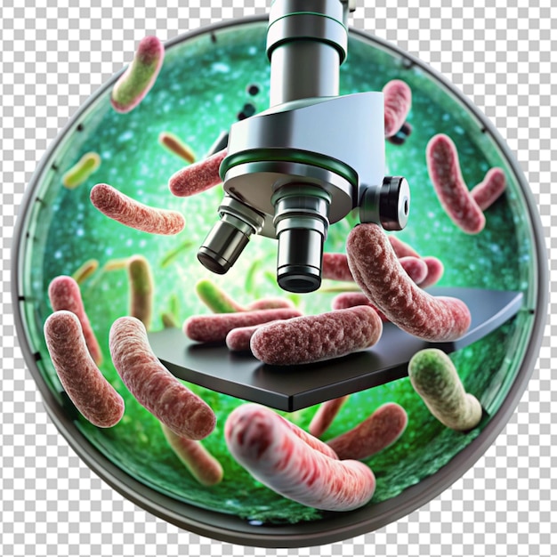 PSD 3d illustration of ecoli bacteria germs in the body close up of microscopic on transparent background