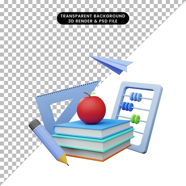 3d illustration of education back to school