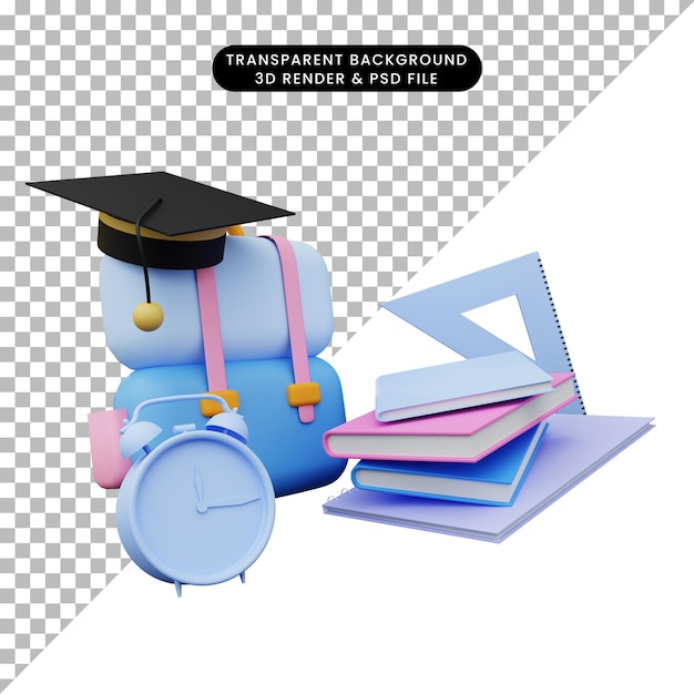 3d illustration of education back to school