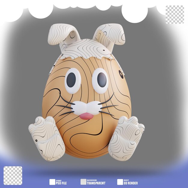 3d illustration of egg in bunny costume 3