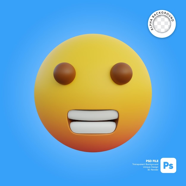 3d illustration Emoticon expression grimacing face