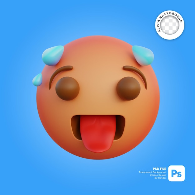 3d illustration Emoticon expression hot face