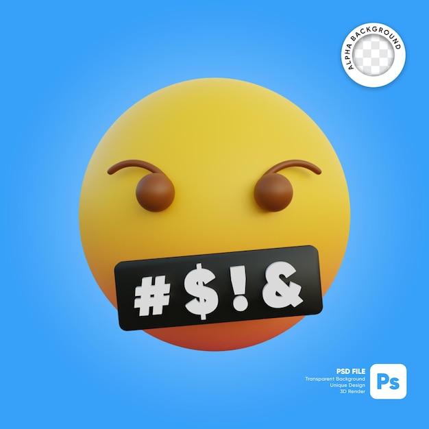 3d illustration Emoticon expression saying rude