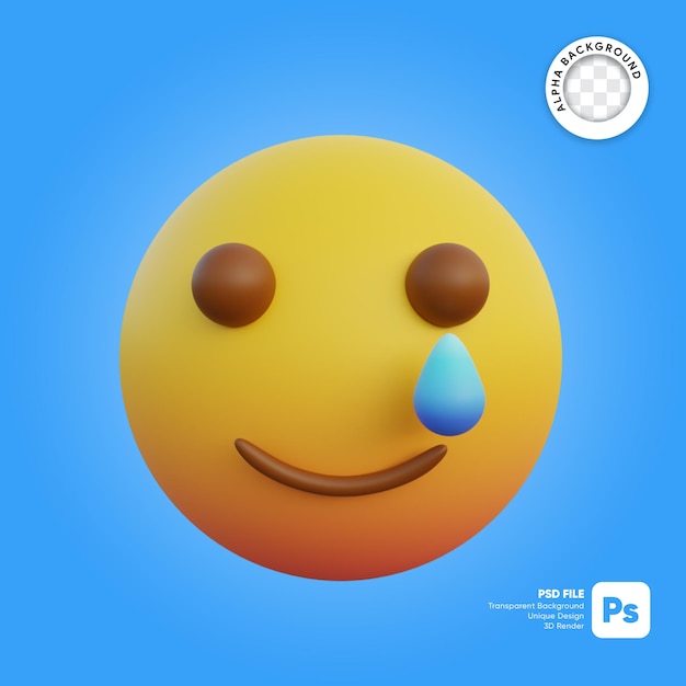 3d illustration Emoticon little smiley expression and tears