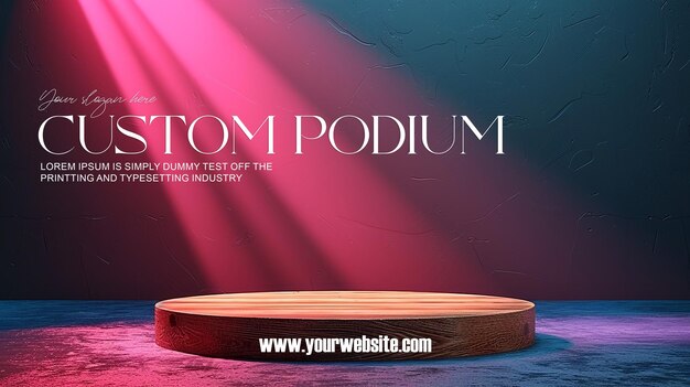 3d illustration empty podium with abstact background very realistic front view mock up