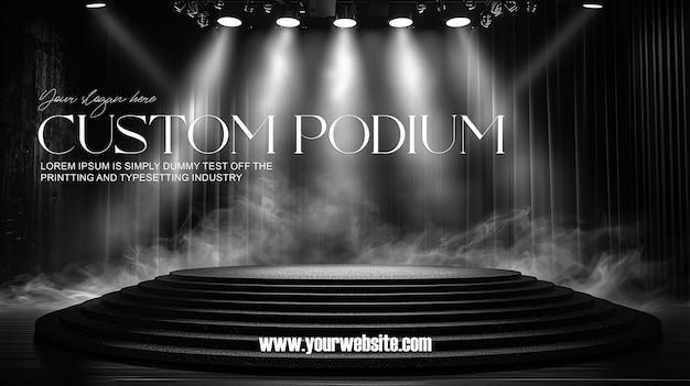 3d illustration empty podium with abstact background very realistic front view mock up