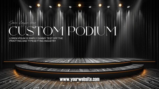 3d illustration empty podium with abstact background very realistic front view mock up