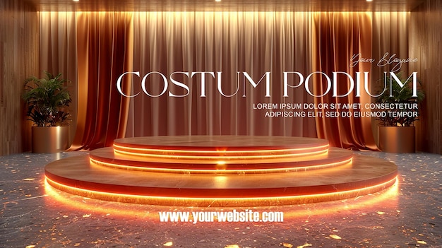 3d illustration empty podium with abstact background very realistic front view mock up