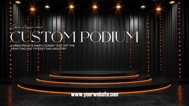 3d illustration empty podium with abstact background very realistic front view mock up