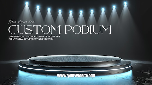 3d illustration empty podium with abstact background very realistic front view mock up