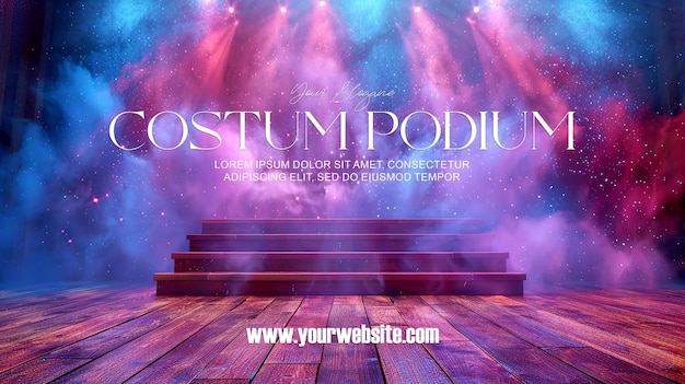 3d illustration empty podium with abstact background very realistic front view mock up