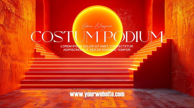 3d illustration empty podium with abstact background very realistic front view mock up