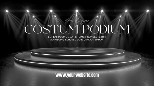 PSD 3d illustration empty podium with abstact background very realistic front view mock up