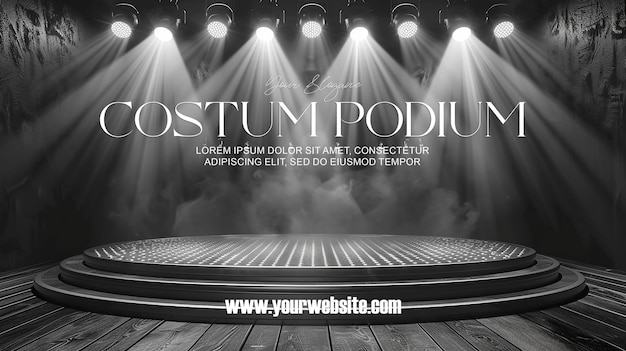 PSD 3d illustration empty podium with abstact background very realistic front view mock up