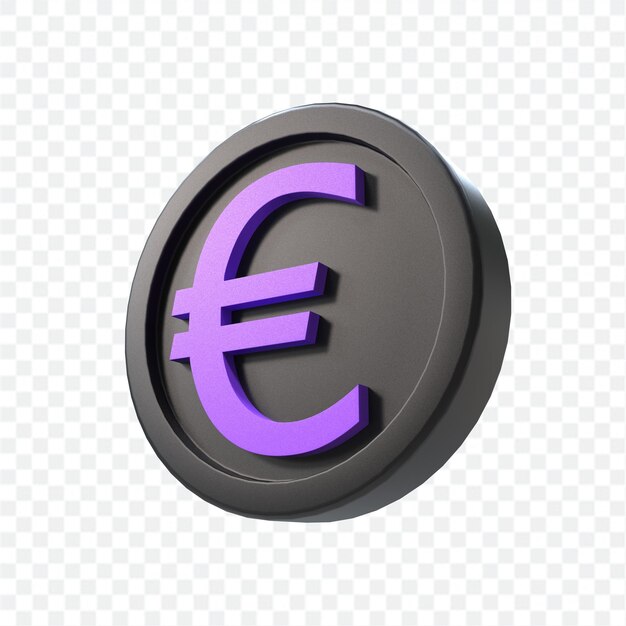 3d illustration euro coin icon money 3d render