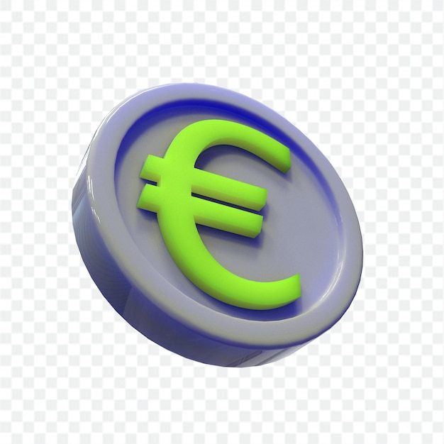 PSD 3d illustration euro coin icon money 3d render