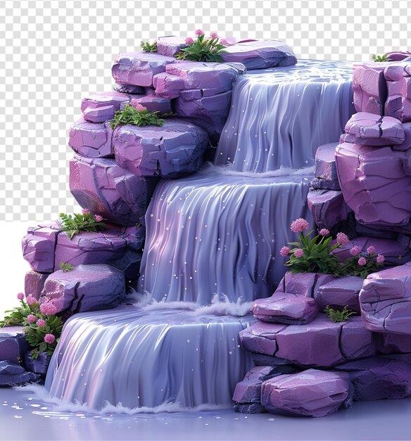 PSD 3d illustration of exotic waterfall view icon