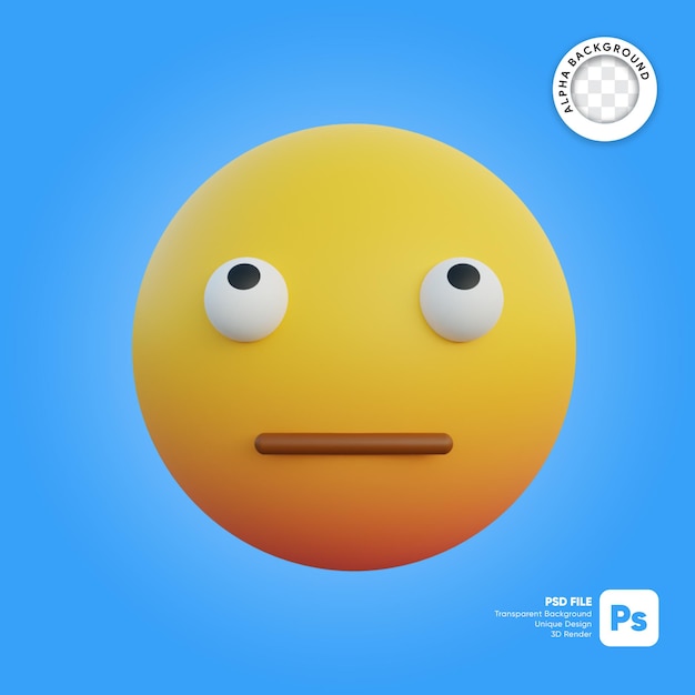 3d illustration expression emoticon looking up