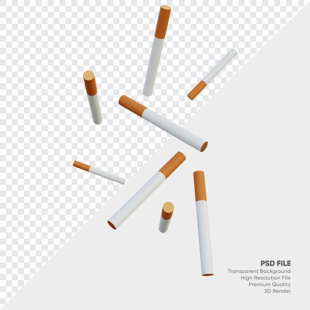 3D Illustration of falling cigarettes