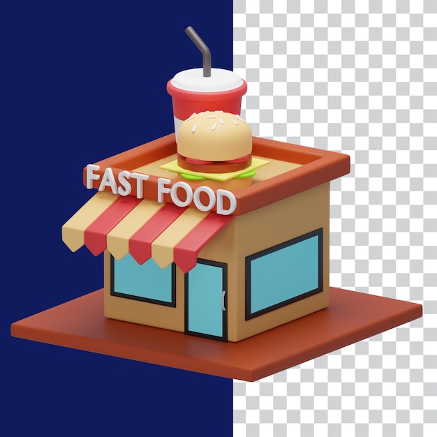 3D Illustration of Fast Food Resto