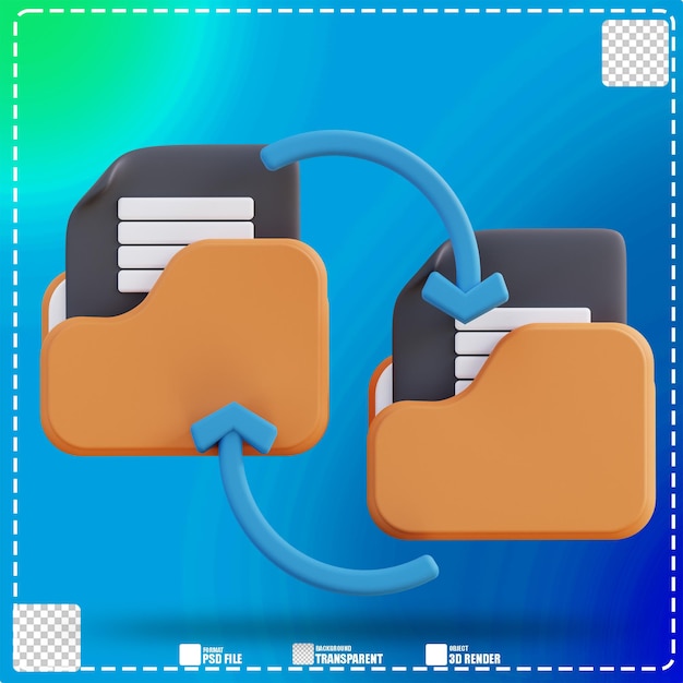 3D illustration of file exchange folder 3