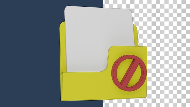 3d illustration file with forbidden icon