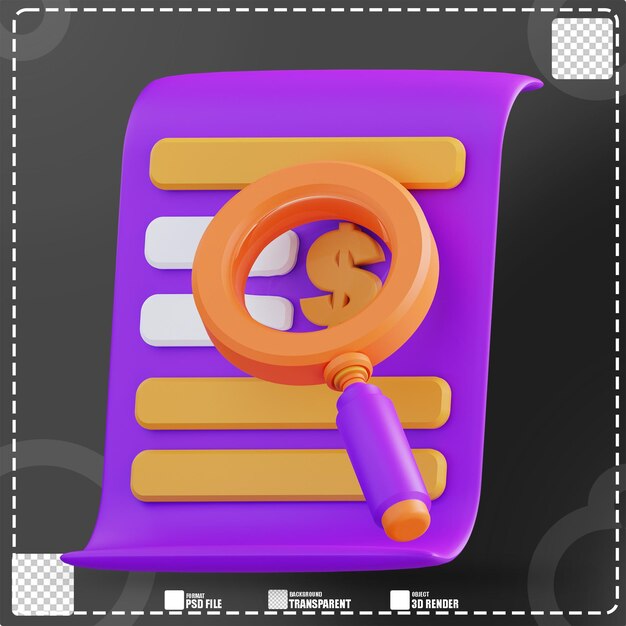 3d illustration of financial analysis and magnifying glass 2