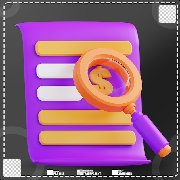 3d illustration of financial analysis and magnifying glass 2