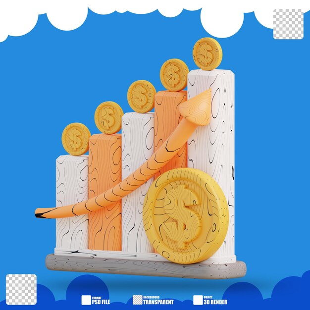 3d illustration financial graph rose 2