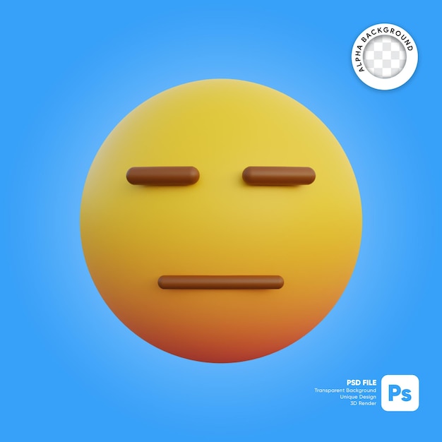 3d illustration flat face emoticon