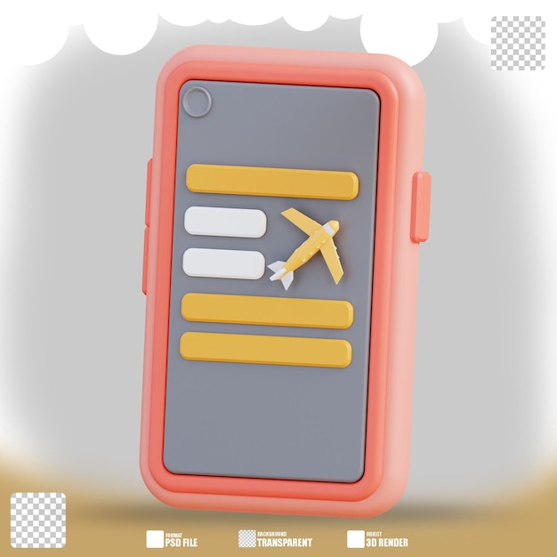 3D illustration of flight schedule on mobile 2