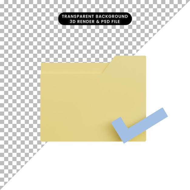 3d illustration folder icon with checklist